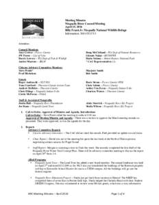 Meeting Minutes Nisqually River Council Meeting April 15, 2016 Billy Frank Jr. Nisqually National Wildlife Refuge Information: 
