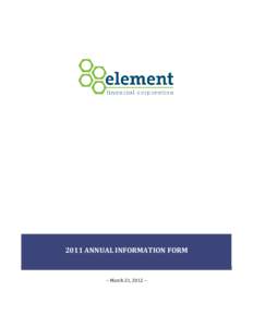 2011	ANNUAL	INFORMATION	FORM –	March	21,	2012	–