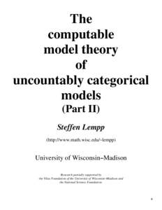 The computable model theory of uncountably categorical models