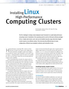 H I G H - P E R F O R M A N C E  C O M P U T I N G Linux Computing Clusters