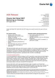 Charter Hall Retail Management Limited ACNAFSLASX Release