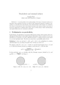 Parabolicity and minimal surfaces Joaqu´ın P´erez (Joint work with Francisco J. L´opez) Abstract.- A crucial problem in the understanding of the theory of minimal surfaces is to determine which conformal structures a