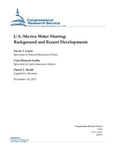 U.S.-Mexico Water Sharing: Background and Recent Developments
