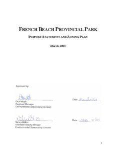 FRENCH BEACH PROVINCIAL PARK PURPOSE STATEMENT AND ZONING PLAN March 2003
