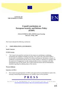 EN  COUCIL OF THE EUROPEA UIO  Council conclusions on