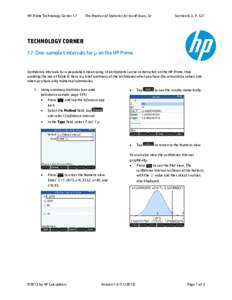 HP Prime Technology Corner 17  The Practice of Statistics for the AP Exam, 5e Section 8-3, P. 521