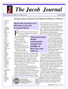 The Jacob Journal A Newsletter from Supervisor Dianne Jacob August[removed]Camp Lockett, Stowe Trail Deserve Place in History