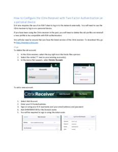 How to Configure the Citrix Receiver with Two-Factor Authentication on a personal device