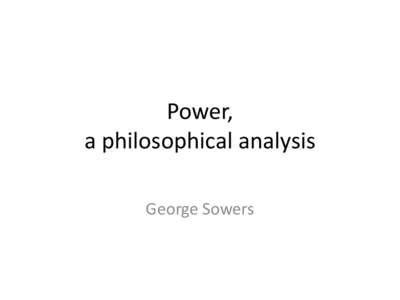 Power,  a philosophical analysis