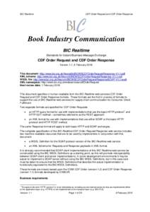 BIC Realtime  CDF Order Request and CDF Order Response Book Industry Communication BIC Realtime