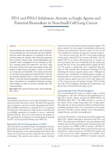 · Immunotherapy ·  PD-1 and PD-L1 Inhibitors: Activity as Single Agents and Potential Biomarkers in Non-Small Cell Lung Cancer Sarah B. Goldberg, MD