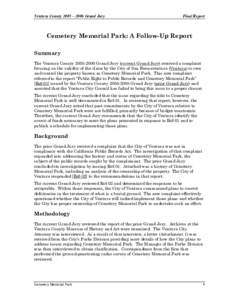 Ventura County 2005 – 2006 Grand Jury  Final Report Cemetery Memorial Park: A Follow-Up Report Summary