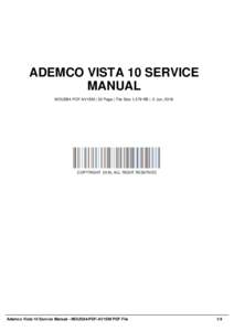ADEMCO VISTA 10 SERVICE MANUAL MOUS84-PDF-AV1SM | 32 Page | File Size 1,579 KB | -2 Jun, 2016 COPYRIGHT 2016, ALL RIGHT RESERVED