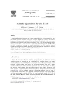 Neurocomputing 58–[removed] – 364  www.elsevier.com/locate/neucom Synaptic equalization by anti-STDP Clifton C. Rumsey∗ , L.F. Abbott