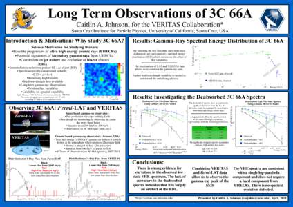 Long Term Observations of 3C 66A Caitlin A. Johnson, for the VERITAS Collaboration* Santa Cruz Institute for Particle Physics, University of California, Santa Cruz, USA Introduction & Motivation: Why study 3C 66A?
