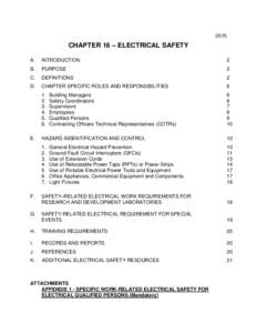 2015  CHAPTER 16 – ELECTRICAL SAFETY A.  INTRODUCTION