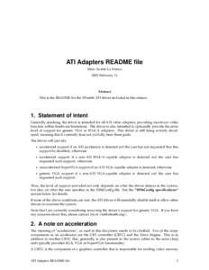 ATI Adapters README file Marc Aurele La France 2002 February 12 Abstract This is the README for the XFree86 ATI driver included in this release.