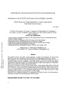      EUROPEAN ORGANIZATION FOR NUCLEAR RESEARCH Addendum to the ISOLDE and Neutron Time-of-Flight Committee