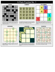 6-Pack Puzzles No. 1 AKARI DOMINO  FILLOMINO