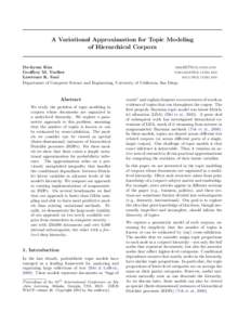 A Variational Approximation for Topic Modeling  of Hierarchical Corpora
