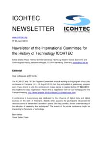 ICOHTEC NEWSLETTER www.icohtec.org No 61, AprilNewsletter of the International Committee for