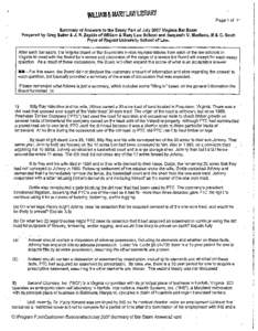 /  Page 1 of 11 Summary of Answers to the Essay Part of July 2007 Virginia Bar Exam Prepared by Greg Baker & J. R. Zepkin of William & Mary Law School and Benjamin V. Madison, Ill & C. Scott Pryor of Regent University Sc