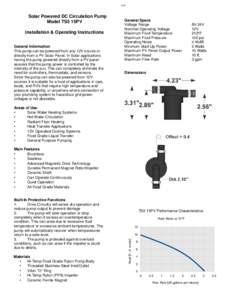 ts-le  Solar Powered DC Circulation Pump Model TS5 15PV Installation & Operating Instructions General Information