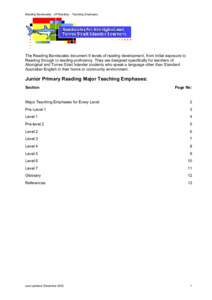 Reading Bandscales - JP Reading – Teaching Emphases  The Reading Bandscales document 9 levels of reading development, from Initial exposure to Reading through to reading proficiency. They are designed specifically for 