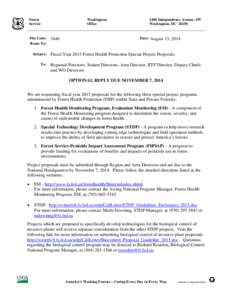 Fiscal Year 2015 Forest Health Protection Special Project Proposals