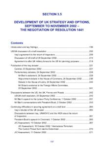 SECTION 3.5 DEVELOPMENT OF UK STRATEGY AND OPTIONS, SEPTEMBER TO NOVEMBER 2002 – THE NEGOTIATION OF RESOLUTIONContents