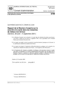 BUREAU INTERNATIONAL DU TRAVAIL  Conseil d’administration GB.282/STM/4 e
