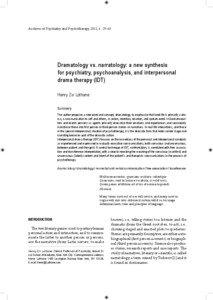 Archives of Psychiatry and Psychotherapy, 2011; 4 : 29–43  Dramatology vs. narratology: a new synthesis