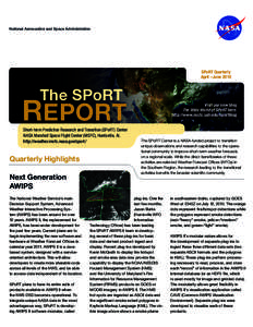 National Aeronautics and Space Administration  SPoRT Quarterly April – June[removed]The SPoRT