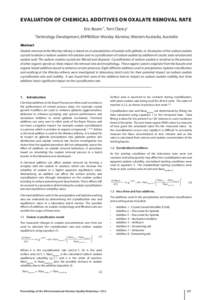 EVALUATION OF CHEMICAL ADDITIVES ON OXALATE REMOVAL RATE