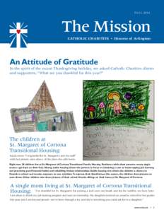 FALLThe Mission CATHOLIC CHARITIES  •  Diocese of Arlington  An Attitude of Gratitude