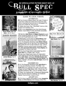 BULL SPEC  NC SPECULATIVE FICTION NIGHT NOV. 22 a magazine of speculative fiction GUIDE TO LOCAL EVENTS