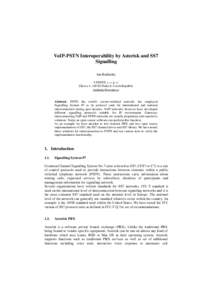 VoIP-PSTN Interoperability by Asterisk and SS7 Signalling.
