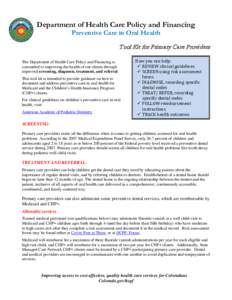 2009 Draft Plan for Improving the Health of the Medicaid Population