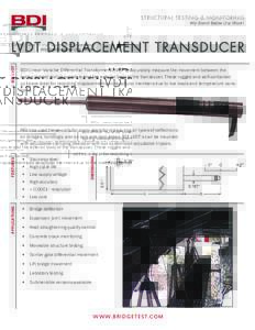 STRUCTURAL TESTING & MONITORING We Stand Below Our Work! BDI LVDT  LV D T D I S P L A C E M E N T T R A N S D U C E R