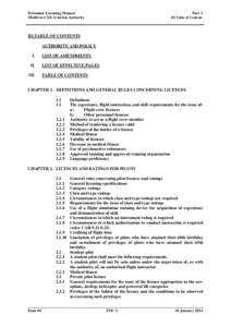 Personnel Licensing Manual Maldives Civil Aviation Authority Part 1 III Table of Contents