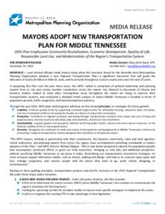 Microsoft Word - RELEASEMPO Mayors Adopt 2035 Regional Transportation Plan.doc