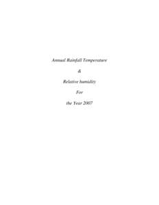 Annual Rainfall Temperature & Relative humidity For the Year 2007