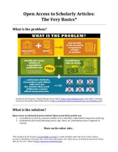 Open Access to Scholarly Articles: The Very Basics* What is the problem? Content by Jill Cirasella / Graphic Design by Les LaRue (http://www.leslarue.com), used under a Creative Commons Attribution-ShareAlike License (ht