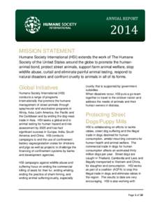 ANNUAL REPORT  MISSION STATEMENT 2014