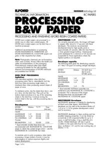 TECHNICAL INFORMATION  RC PAPERS PROCESSING B&W PAPER