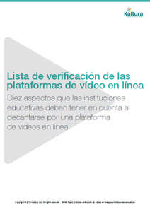 Lista de verificación de las plataformas de vídeo en línea Diez aspectos que las instituciones educativas deben tener en cuenta al decantarse por una plataforma de vídeos en línea