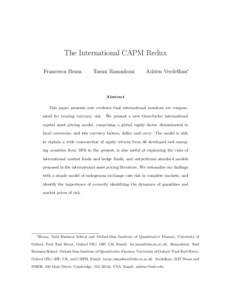 The International CAPM Redux Francesca Brusa Tarun Ramadorai  Adrien Verdelhan∗