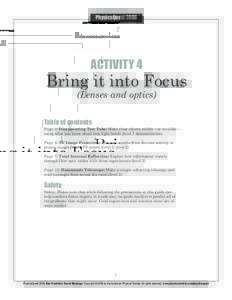 PhysicsQuestACTIVITY 4 Bring it into Focus (Lenses and optics)