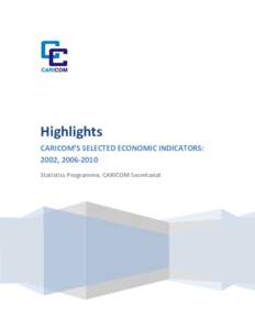 Highlights CARICOM’S SELECTED ECONOMIC INDICATORS: 2002, Statistics Programme, CARICOM Secretariat  HIGHLIGHTS TO CARICOM’S SELECTED ECONOMIC INDICATORS: