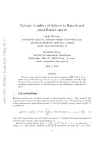 Entropy Numbers of Spheres in Banach and quasi-Banach spaces